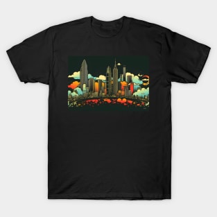 Retro London England A Vintage Skyline Cityscape T-Shirt